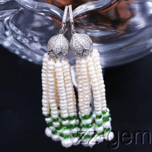 Natural 3-4mm white freshwater pearls earrings>free shipping