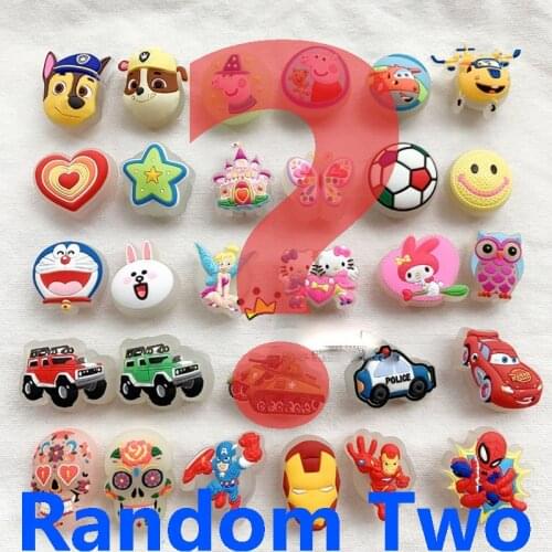 Geniune Cute LED Flash Shoe Charms Accessories Cartoon Dog Pig Fairy Iron Man Shoes Buckle Decorations for Sandals Kids Gift