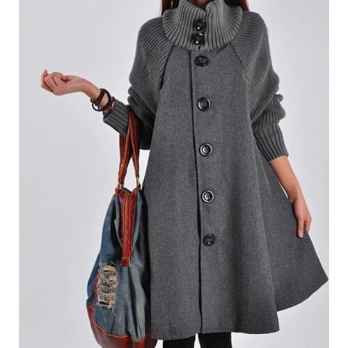 Large Size Sweater Womens Woolen Coat Autumn Winter Long Sleeve Loose Coat Turtleneck Sweater Casual Cardigan Long Overcoat 237