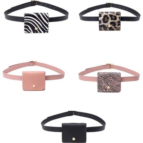 Women Girls PU Leather Fanny Pack Casual Waist Bag Classic Cell Phone Pocket Travel Pouch with Removable Belt