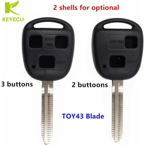 KEYECU Replacement Black Remote Key Case Shell Cover for Toyota Camry Corolla Rav4 Prado 2 /3 Button with Uncut TOY43 Blade