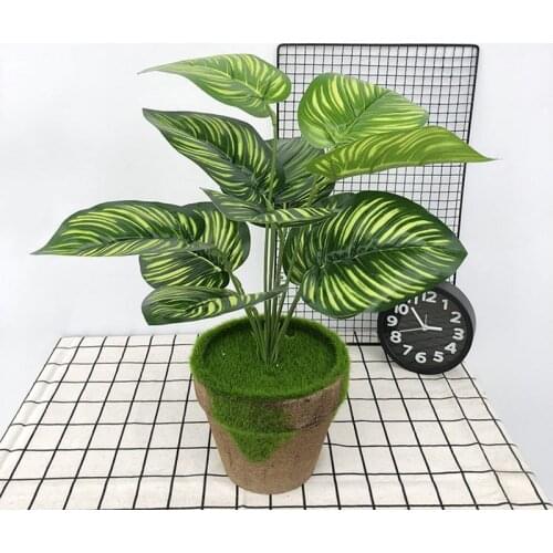 Green Large Artificial Scindapsus Aureus Leaf Bonsai Tree Fake Plants for Wedding Balcony Room Home Decoration Plastic Plants
