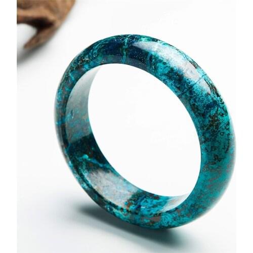 Inner Diameter 59mm Genuine Green Malachite Chrysocolla Natural Stone Bracelet Bangles For Women Round Charm Crystal Bangle
