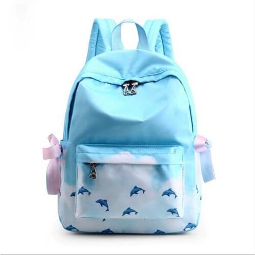 Women 2020 Cute Backpack For Teenagers Gradient Backpack Preppy Style Ribbon Backpack Kawaii Rucksack Mochilas Feminina