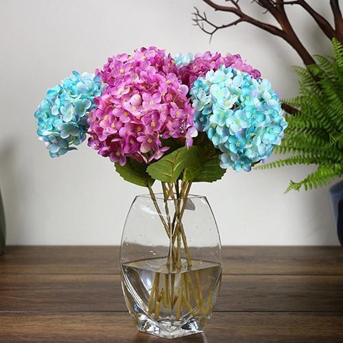 1 Bouquet Faux Artificial Silk Flower Hydrangea Leaves Wedding Party Decor Craft