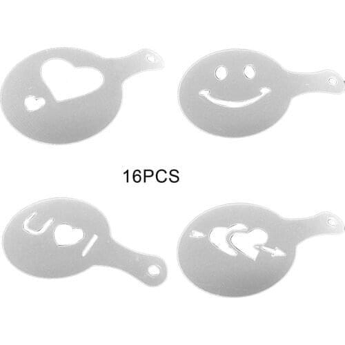 16 sets Coffee pull flower mold printed model fancy thickened coffee milk foam spray Pull flower print model