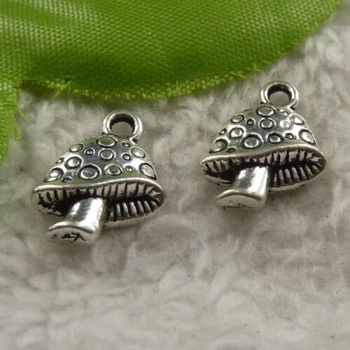 200 pieces antique silver mushroom charms 17x13mm #4211