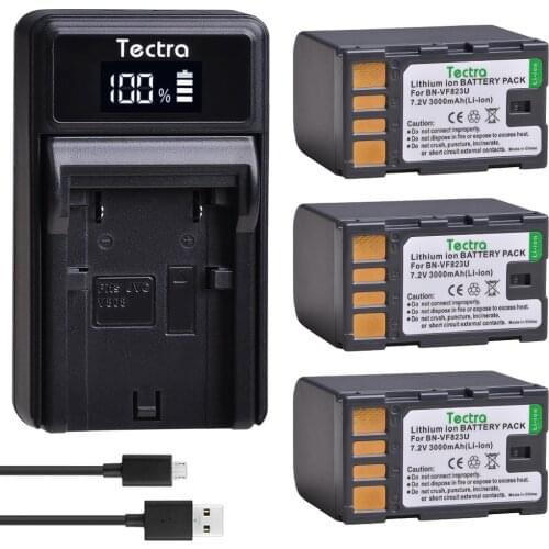 3pcs BN-VF823 Batteries for JVC BN-VF823U BNVF823 BNVF823U Battery for JVC GR-D720US GR-D728 GR-D750US GR-D771+LED USB Charger