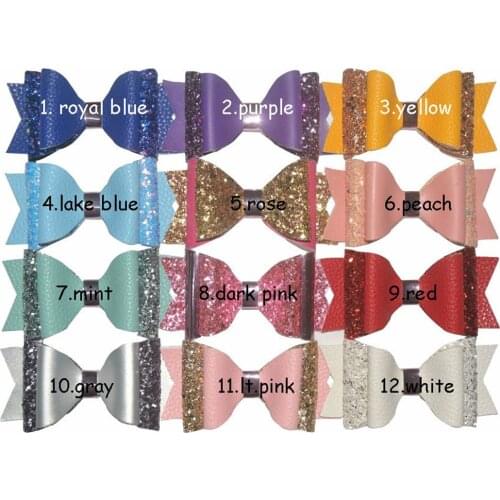 30 pcs/ lot , 10*5cm leather glitter bow with clip Hair Bow Tie WITH/WITHOUT Clip Kids Hairpin Headwear Bowknot Accessories
