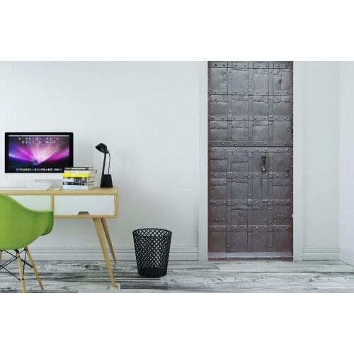 3D Classic Square Iron door Mural Wallpaper mural Wall Print Decal Wall Deco Wall Mural Photo self adhesive door wrap