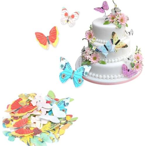 40 Piece/Set Cake Cupcake Topper Edible Glutinous Wafer Rice Paper Cake Tools Butterfly Cake Decoration Birthday Wedding Decor