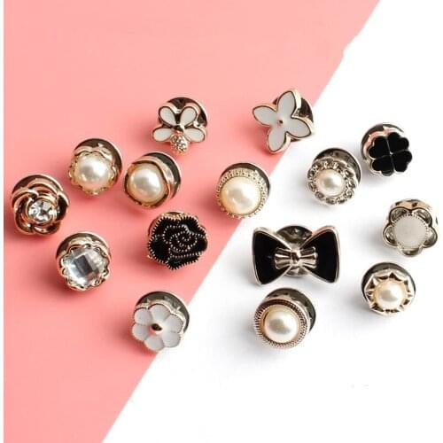 5 Pcs/lot rabbit seam button hidden button lady prevent light shirt cardigan clothes invisible buckle pearl nail catcher T1189