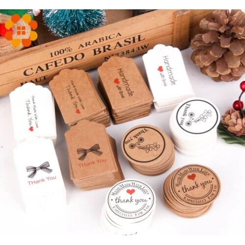 50pcs/lot DIY Kraft Paper Tags With Hemp Rope Christmas Wedding Birthday Party Decorations Scrapbooking Gifts Baking Card Tag