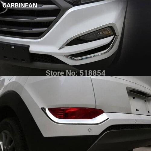 ACCESSORIES FOR HYUNDAI TUCSON TL 2015-2017 CHROME FRONT + REAR FOG REFLEX LIGHT LAMP COVER BUMPER TRIM STRIP MOLDING 4PCS/SET