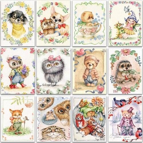 5D DIY Diamond Painting flowers animals owl dog Cat Teddy bear Full Square&Round mosaic embroidery Cross stitch home decor Sale