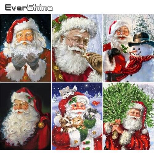 Evershine 5D DIY Diamond Embroidery Santa Claus Diamond Painting Cartoon Cross Stitch Rhinestone Art Christmas Home Decoration