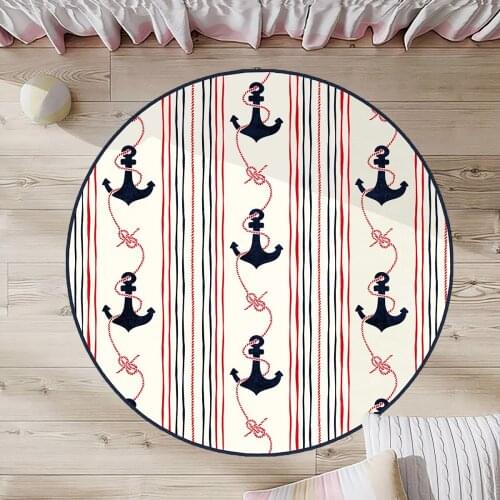 Beyaz Çocuk Odası Halısı lacivert kırmızı gemi kanca