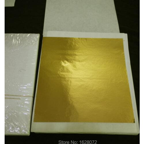 100 sheets 13.5x14cm Taiwan shiny Imitation Gold Leaf 24K Gold color,gold foil for gilding decoration