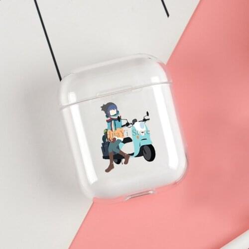 Yuru Camp Shima Rin and Scooter Cases For Apple AirPods 1 2 Case Clear Wireless Bluetooth Earphone Case Protective Shell