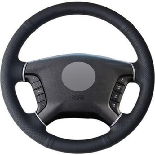 Car Steering Wheel Cover DIY Hand-stitched Black Artificial Leather For Mitsubishi Pajero 2007-2014 Galant 2008-2012