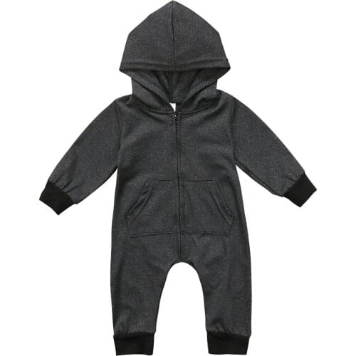Citgeett Newborn Baby Infant Boy Girl Long Sleeves Romper Hooded Jumpsuit Black Outfits Clothes Casual Warm Zipper New