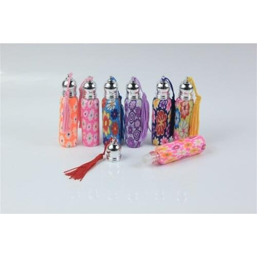 DHL Free shipping 200pcs/lot 10ML Portable Clorful Glass Perfume Bottle With Roll Empty Essential Oils Case For Travel