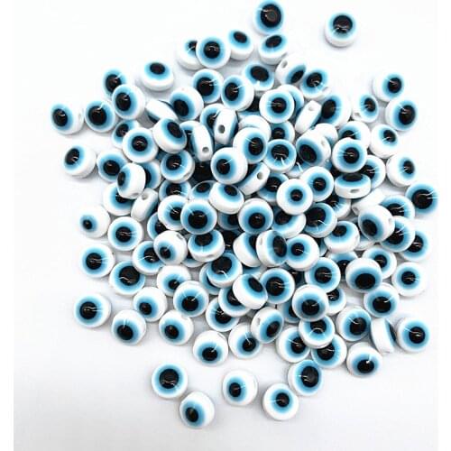 50pcs/lot 8/10mm Porcelain White Oval Beads Evil Eye Resin Spacer Beads for Jewelry Making DIY Bracelet Accessories