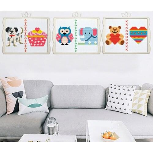 Fityle Cartoon Animals Dimensions Cross Stitch Kit 11ct Counted for Kids Children Christmas Gift