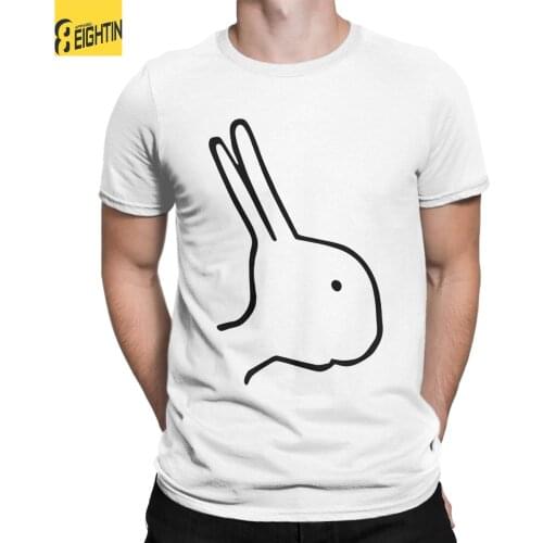 Duck Rabbit Brain Teaser T-Shirts Men Math Casual Pure Cotton Tee Shirt Round Collar Short Sleeve T Shirts Unique Tops