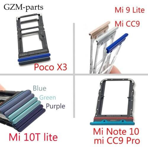 GZM-parts Voor Xiaomi Mi 9 Lite Mi CC9 Pro Note 10 Mi 10T Lite Poco X3 Sim-kaart houder Lade Slot