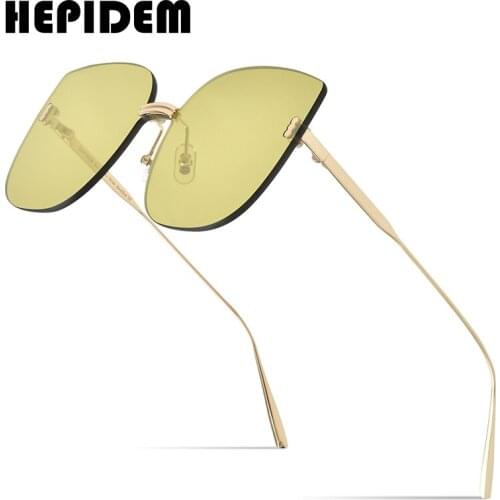 HEPIDEM Oversize Rimless Sunglasses Women 2020 New Luxury Brand Fashion Alloy Sun Glasses Men with Nylon Lens gm 5015