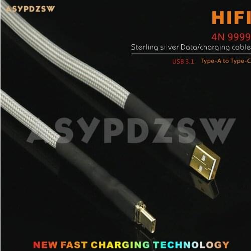 HIFI DIY 4N Sterling silver Male USB 3.1 Type-A to Type-C Data/charging cable 70cm/1.2M/2M