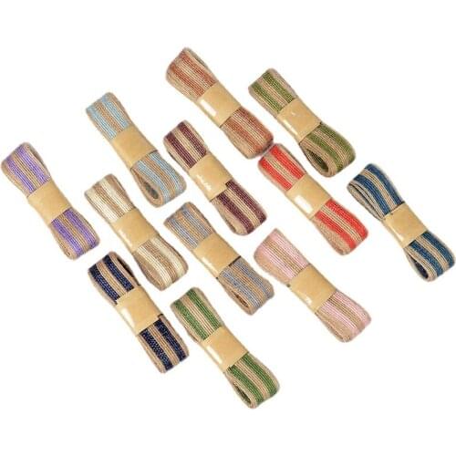 2M Natural Burlap Jute Ribbon Roll Colorful Craft Trims Ribbons for DIY Arts and Crafts Wrapping Wedding Christmas Party