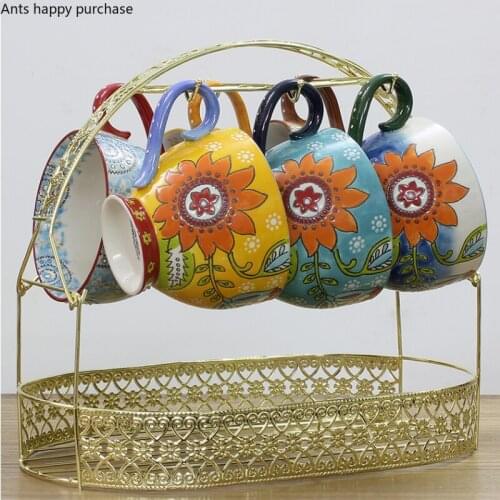 Metal Cup Holder Household Water Cup Storage Rack Drain Rack Desktop Shelf Mug Hanger Home Storage Holders Decorative Frame