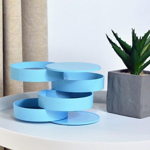 Fashion Hot Sale Creative 4 Layer Jewelry Storage BoxRotatable Bedroom Cloakroom Jewelry Cosmetic Box With Lid jewelry organize