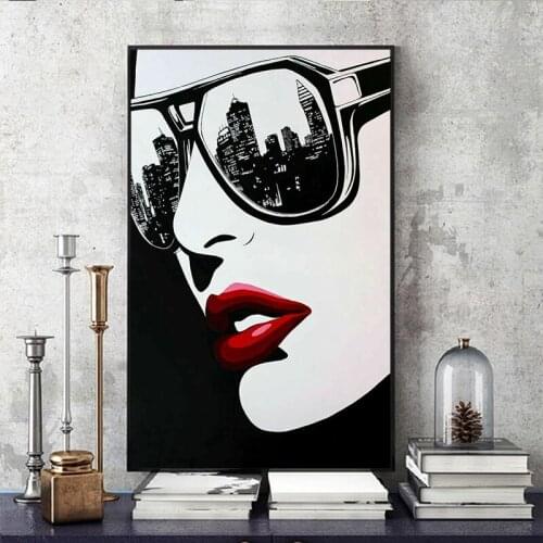 Fashion woman sunglasses Canvas Paintings Cartoons Wall Art Prints Poster Living Room Decorative Paintings Wall Home Decor