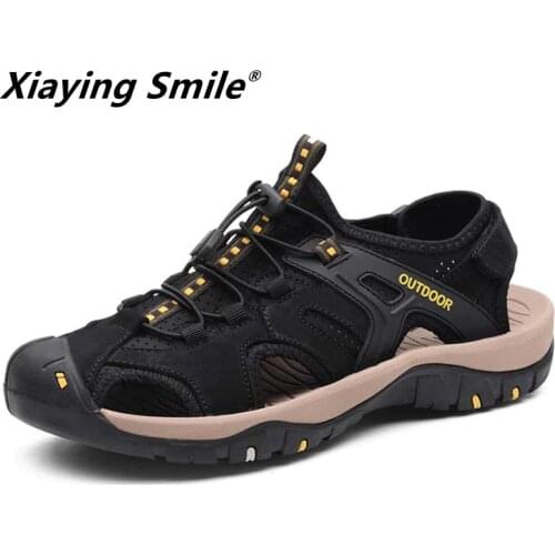 2020 Luxury New Fashion Summer Shoes Cow Leather Men Sandals Mens Casual Shoes Non-slip Rubber Soles Beach Shoe outdoor sandal