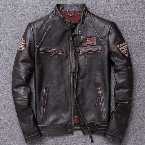 2020 Male Genuine Clothing Head Layer Cowhide Self-cultivation Short A Stand Lead Leather Winter Coat