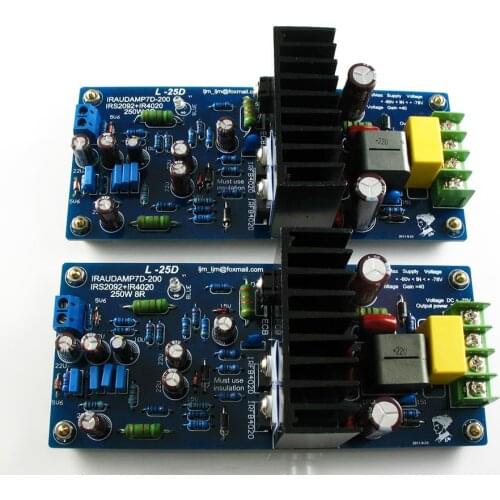 2pcs L25D IRAUDAMP9 IRS2092 IRFB4020 Top Class D Audio Amplifier Board 250W*2 8ohm Finished Board