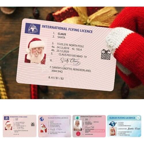 Fake Plastic Card Santa Claus Flying Licence Sleigh Licence For Children Kids Creative Christmas Gift Christmas Tree Typical