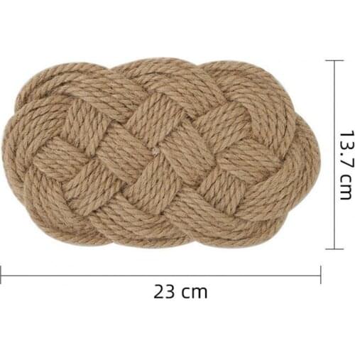 Coaster Handmade Heat Insulation Nordic Style Rattan Thread Jute Cross Table Mat for Home Woven Placemat Table Decor