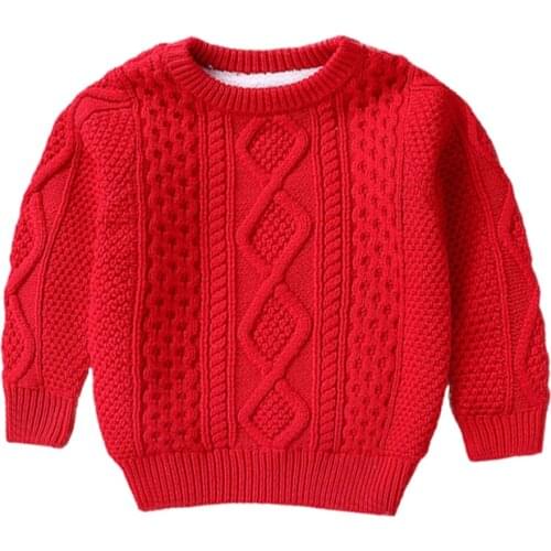 Casual Boys Girls Knitted Sweaters Autumn Winter Plus Velvet Thick Baby Sweater Cotton Warm Pullovers Tops Childrens Clothing