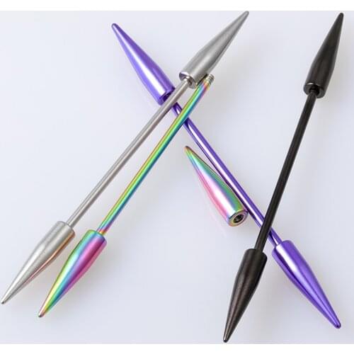 1pc Stainless Steel Ear Industrial Barbell Cartilage Earrings Long Ear Stud Helix Tragus Piercing for Women Men Body Jewelry 14G