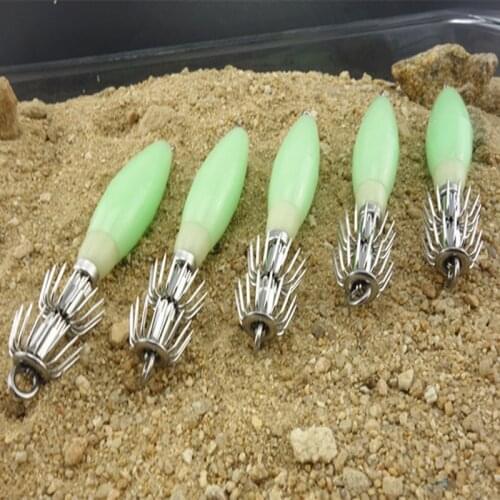 Shared With Fish 5PCS/Lot Squid Sharp Hooks 9.3cm 13.6g Luminous Plastic Body Umbrella Hook Octopus Artificial Bait Lure