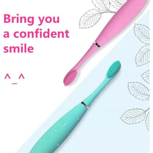 USB Rechargeable Sonic Silicone Electric Toothbrush Brush Dental Head Waterproof Deep Clean Food Grade Teeth Whitening