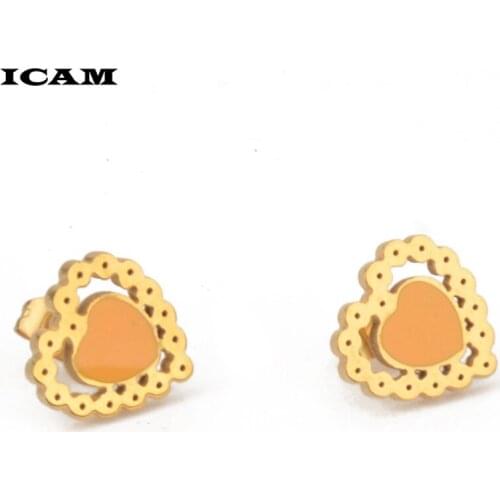 ICAM Vintage Heart Stud Earrings For Women Girls 2019 Fashion Small Heart Earrings Boucle d'oreille Femme