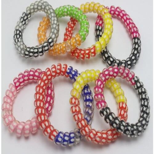 10 Colour Polka Dot Spiral Coil Elastic Hair Ties Scrunchies Telephone Cord 55mm