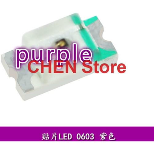 100PCS High light 0603 purple SMD LED indicator Light Emitting Diode High quality bulb Clear Super Bright Light Beads 400-420nm