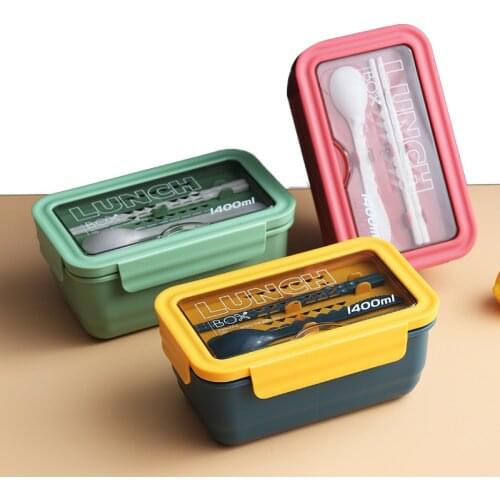 1400ml Microwave Lunch Box Dinnerware Food Storage Container Lunch Bag Children Kids School Office Portable Bento Box Container