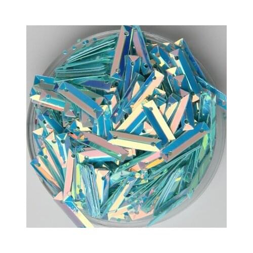 2000pcs 3*14mm Rectangle Cup Sequins Golden Platting Crystal Shoes Hat Decoration Materials Wedding Beauty Accessories Blue